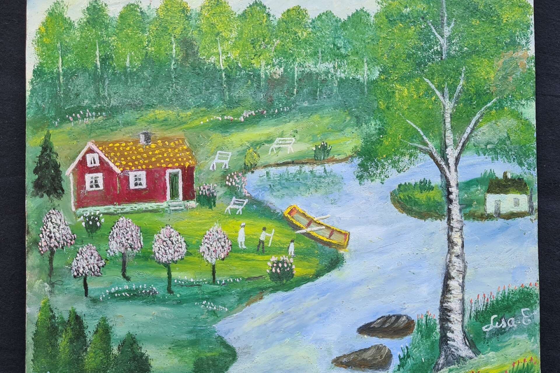 Lisa Erikssons tavlor skildrar hennes närområden, i skogen intill Vänern.