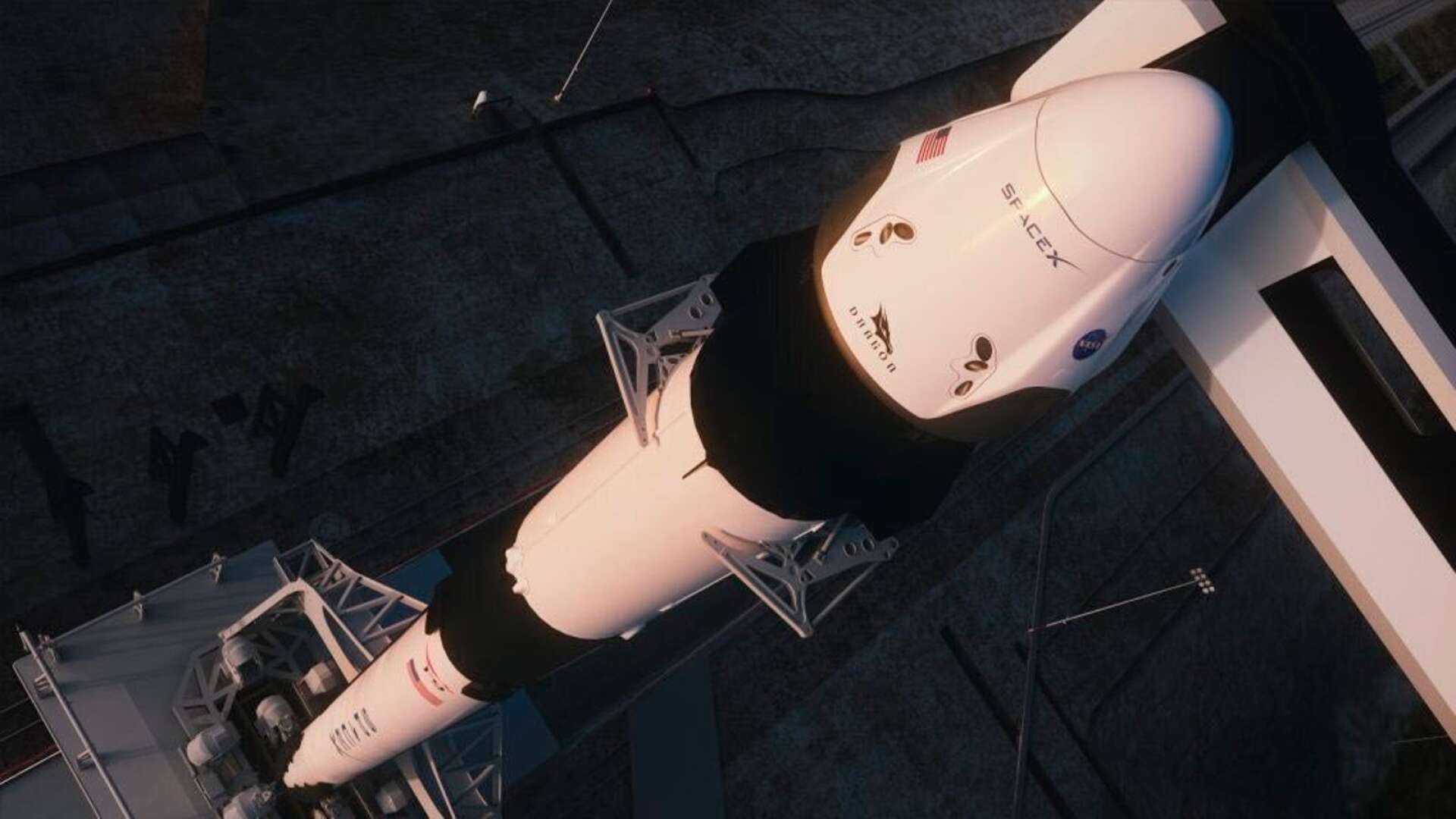 Dragon-kapseln på Falcon 9-raketen på Cape Canaveral i Florida.