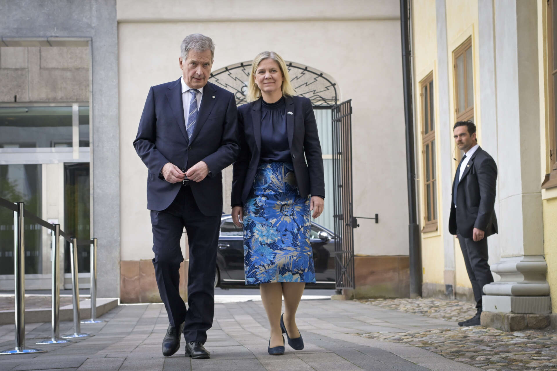 Finlands president Sauli Niinistö och statsminister Magdalena Andersson i Stockholm på tisdagen.