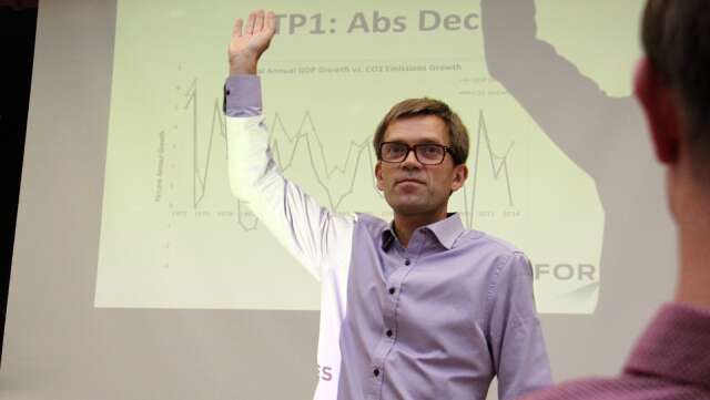 Mattias Goldmann, från tankesmedjan Fores, föreläste i Gustavsfors 2016.