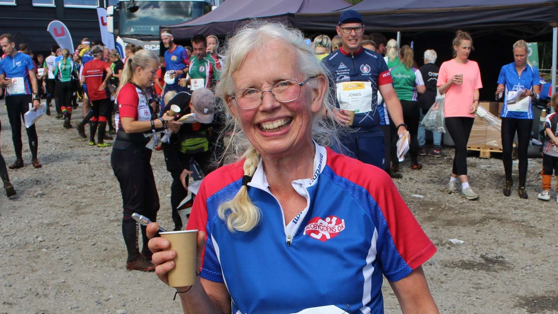 Hjobygdens Ingrid Schmiterlöw var strålande glad efter etapp 2 av O-ringen i Åre.