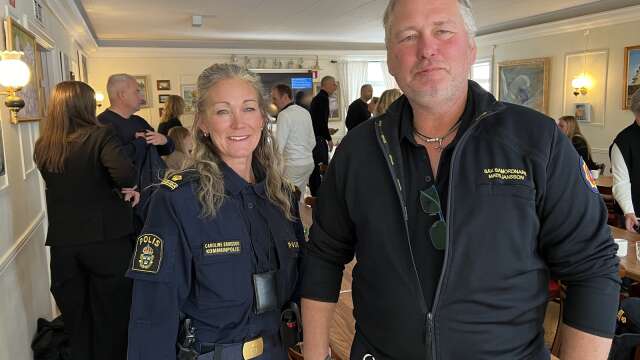 Kommunpolisen Caroline Eriksson och Sunne kommuns säkerhetssamordnare Mats Jansson informerade näringslivet om EST (effektiv samordning för trygghet) på tisdagen.