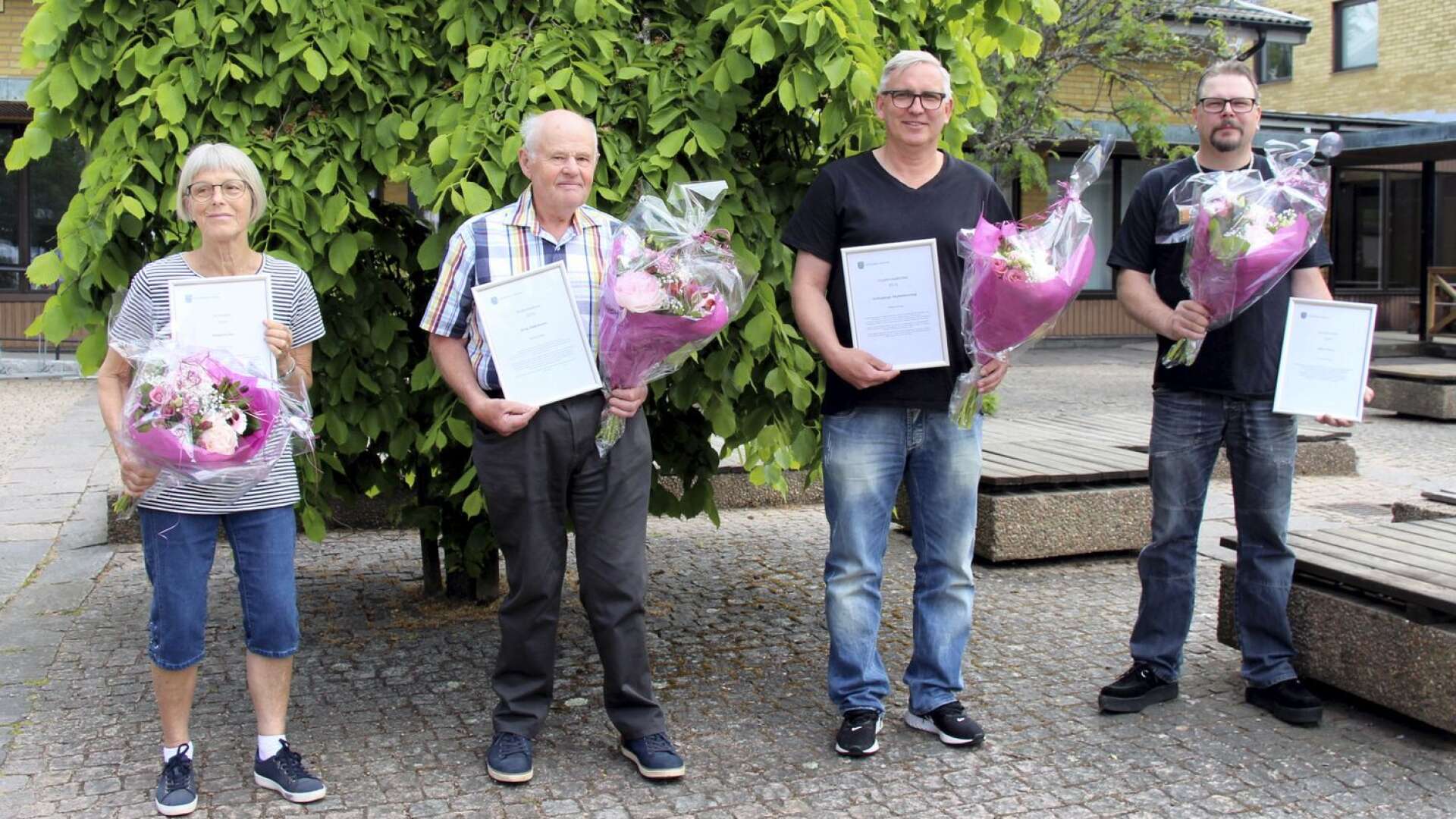 Margareta Ros, Arne Albertsson, Stefan Sundström och Peter Friman. Pristagare 2020.