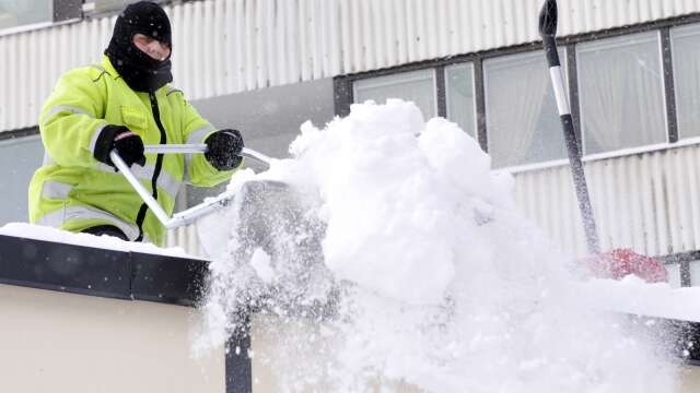 Skotta snö från tak kräver säkerhetsåtgärder. 