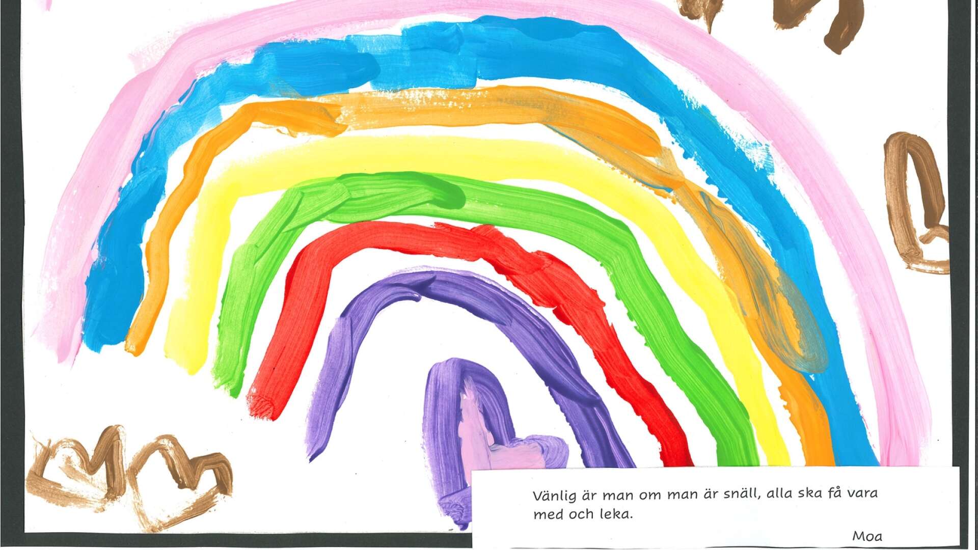 Barnen på förskolan Prästkragen i Kristinehamn har gjort teckningar utifrån sina tankar kring vänlighet. Fler illustrationer hittar du på Karlstads stifts webbsida.