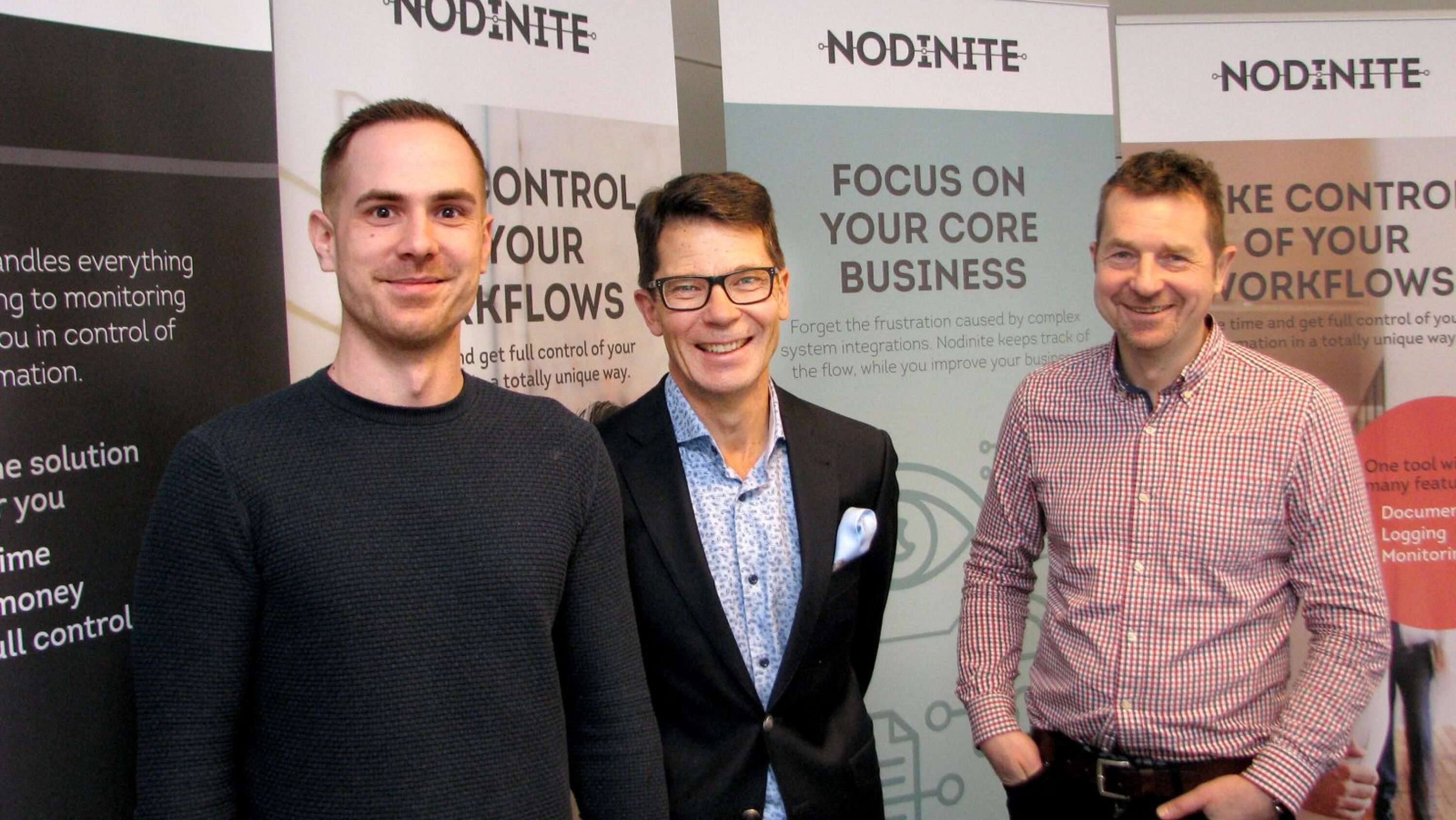 Nu är Nodinite inne i fas två i sin utveckling, nämligen att utveckla de internationella affärerna med företag i bland annat Nya Zealand och Australien, säger Robert Mayer, Henrik Ericsson och Michael Olsson, som som samäger företaget.