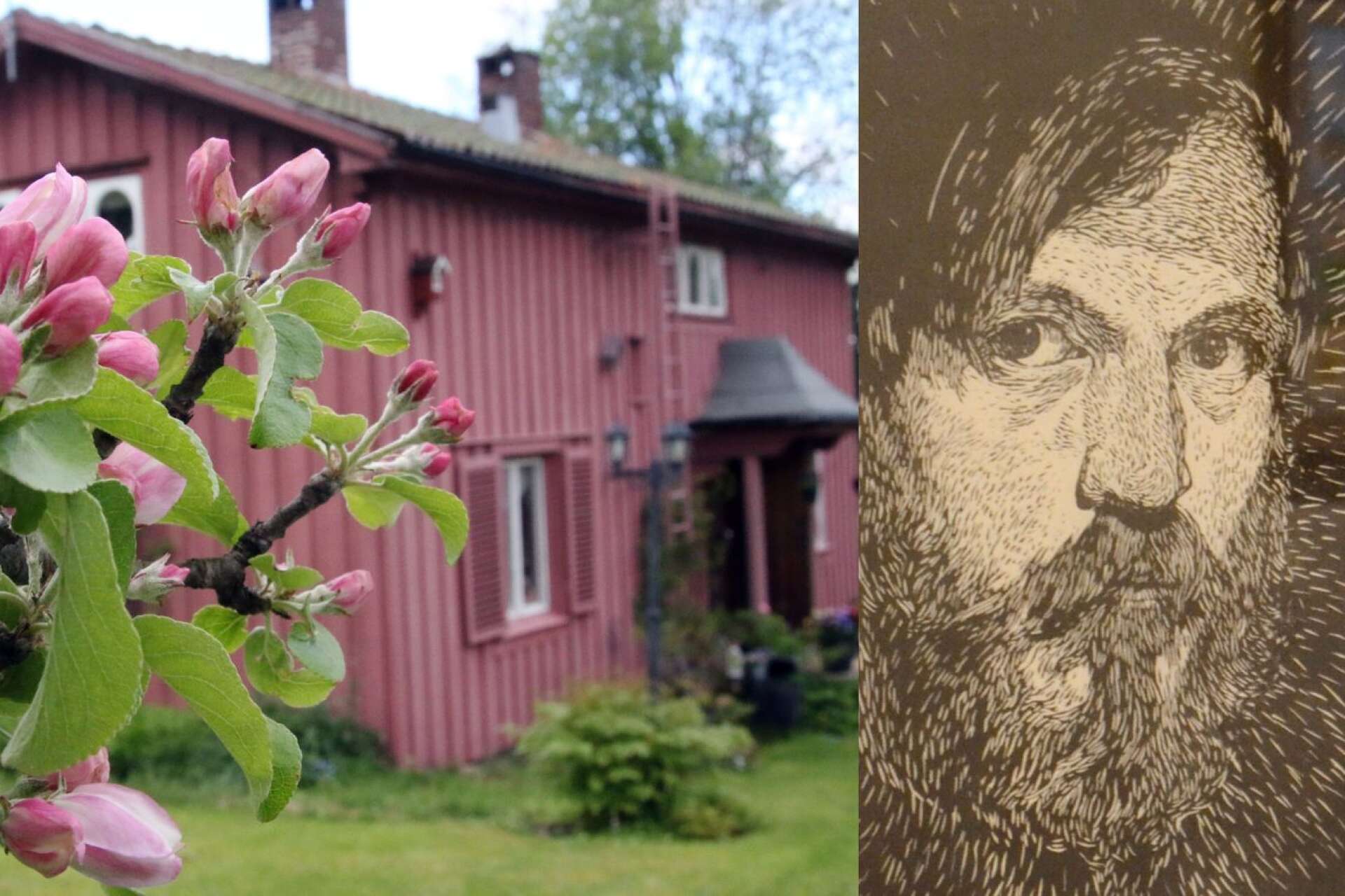 Konstnären Thor Fagerkvist (1884-1960) bodde i många år på gården Godmansro i Dammhyttan, öster om Filipstad. Idag är den privatbostad och bebos av en annan konstnär. Träsnittet är ett självporträtt av Fagerkvist.