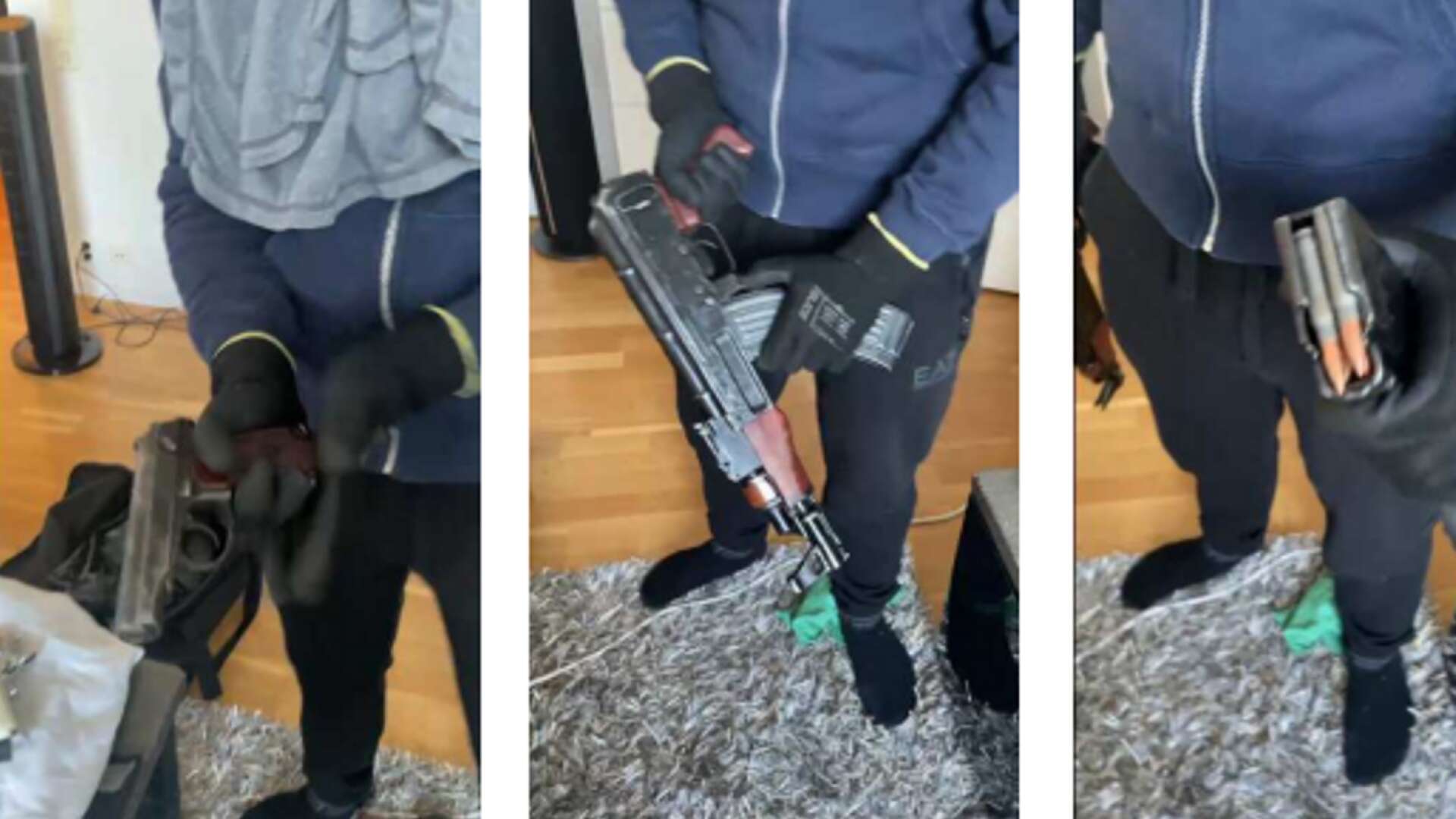 Bilder på vapen som skickats till en person i Karlstad efter att de misstänks fått kontakt med hjälp av de två fångarna på Kumla.