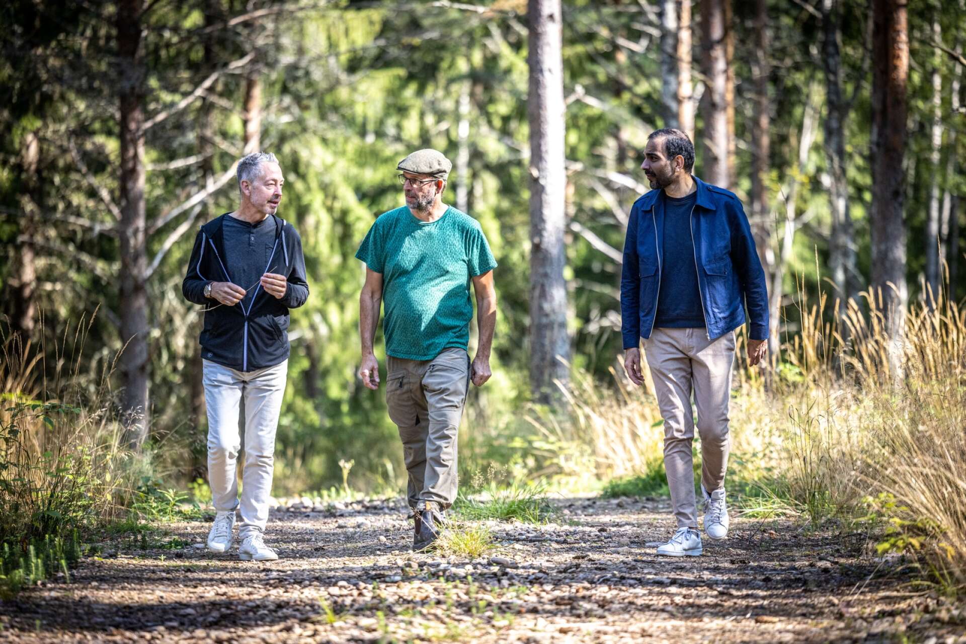 Lars Mejern Larsson (S), Anders Bengtsson och Arman Teimouri (L) på en bild som togs när Anders Bengtsson i somras bjöd in de båda värmländska riksdagsledamöterna för ett samtal om regler kring skogsavverkning.