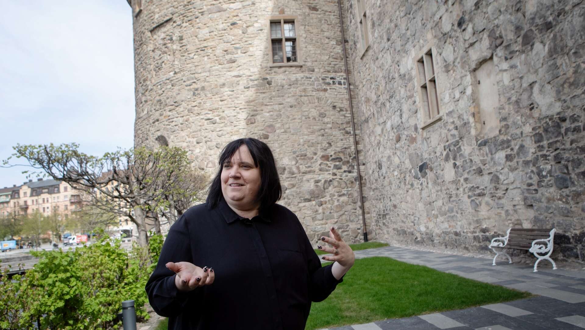 Johanna Bjelkengren, som jobbar som guide på slottet, hade många historiska händelser att berätta om.