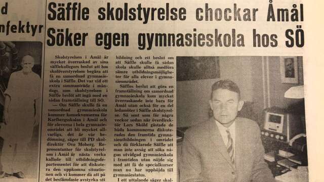 Skoldirektör Ove Moberg var inte glad över Säffles beslut att ansöka om eget gymnasium då det begav sig för 50 år sedan.