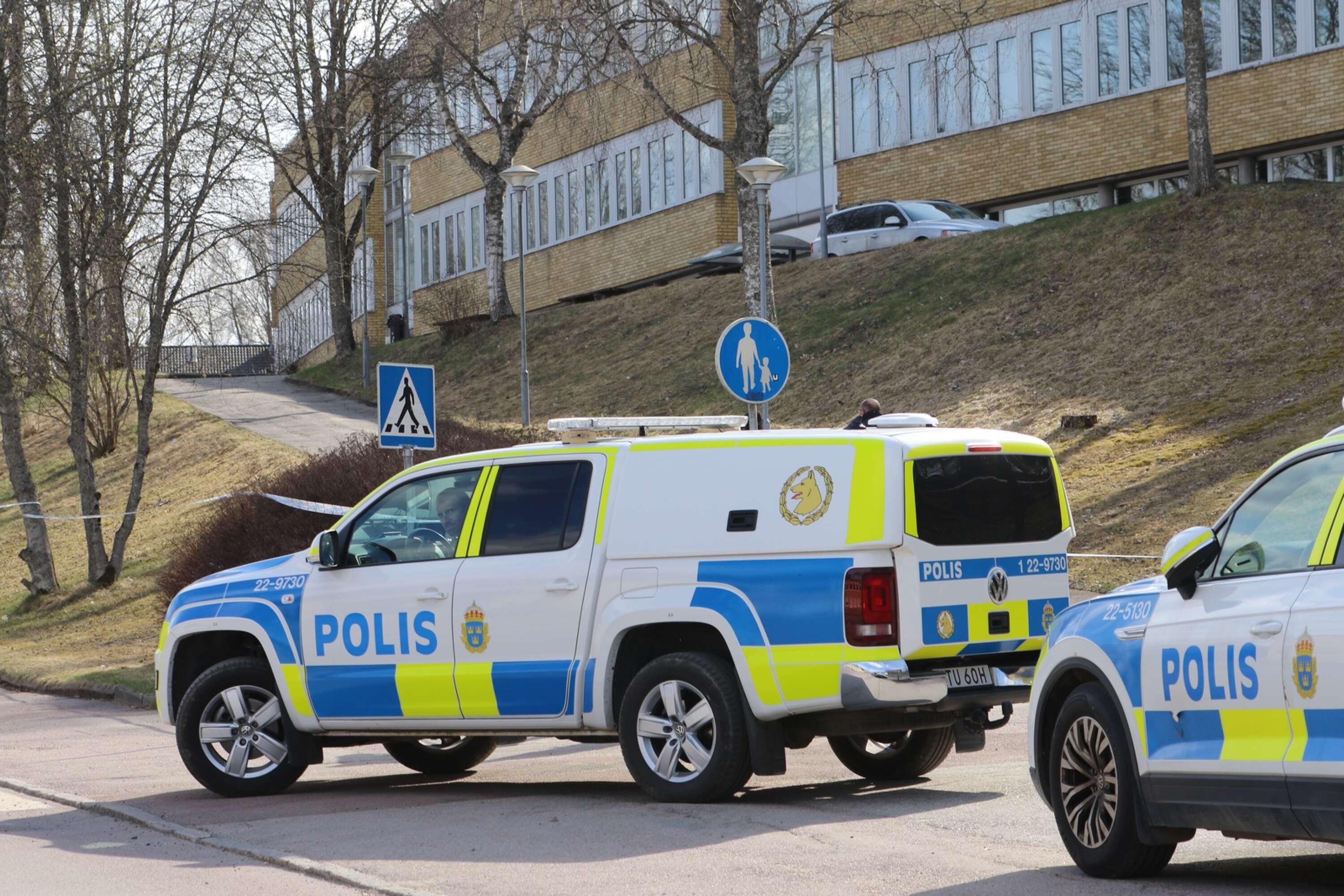 Polisen fick genomföra mycket efterarbete på Spångbergsgymnasiet.