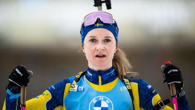 230304 Mona Brorsson of Sweden during zeroing ahead of women&amp;apos;s 10 km pursuit during the IBU World Cup on March 4, 2023 in Nove Mesto na Morave. Photo: Joel Marklund / BILDBYRÅN / kod JM / JM0433