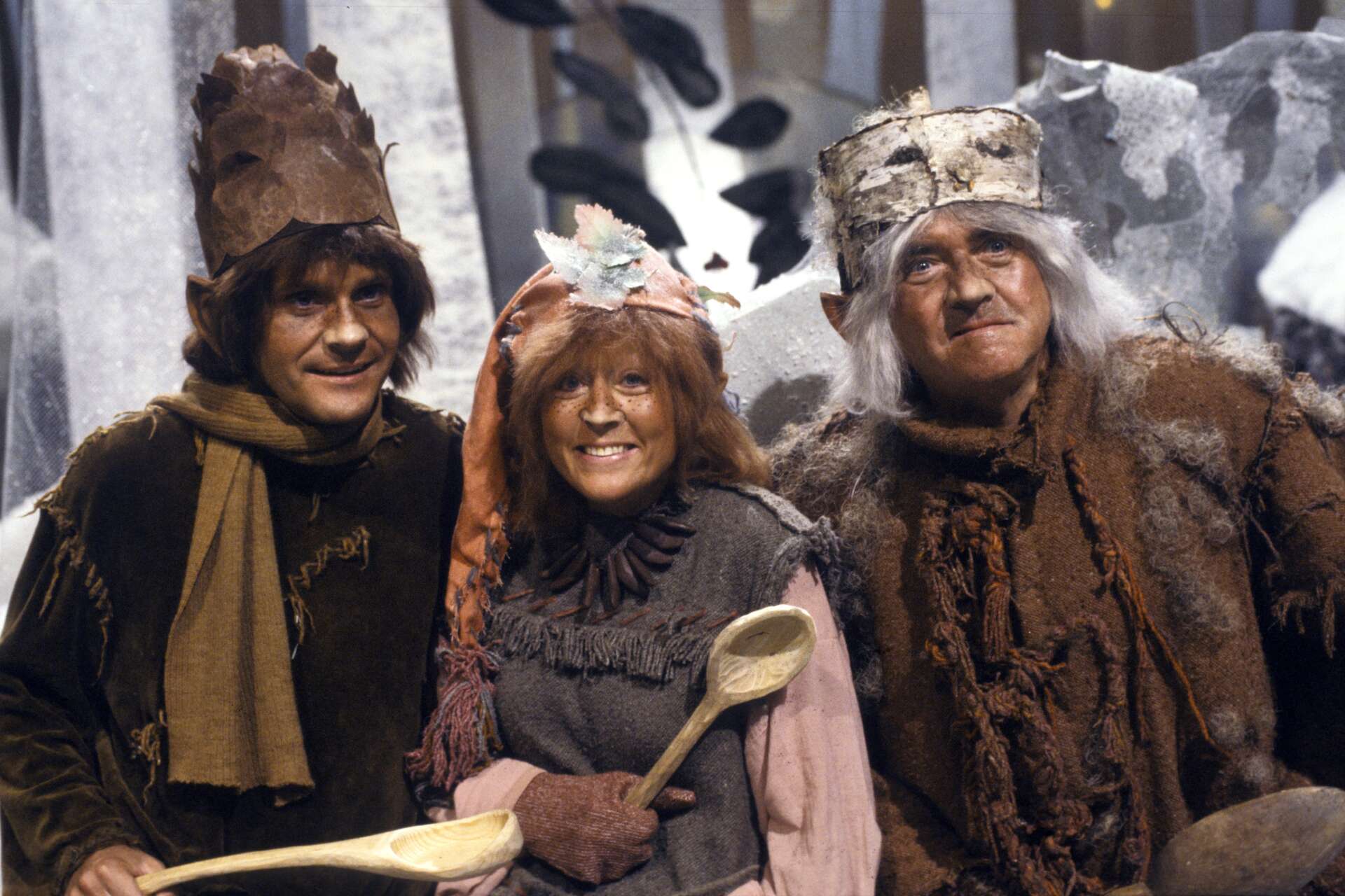1979 visades julkalendern 'Trolltider' för första gången. 1985 gick den i repris. På bilden syns Ted Åström (trollet Kotte), Birgitta Andersson (trollet Tova) och Stig Järrel (trollet Gorm). Arkivbild.