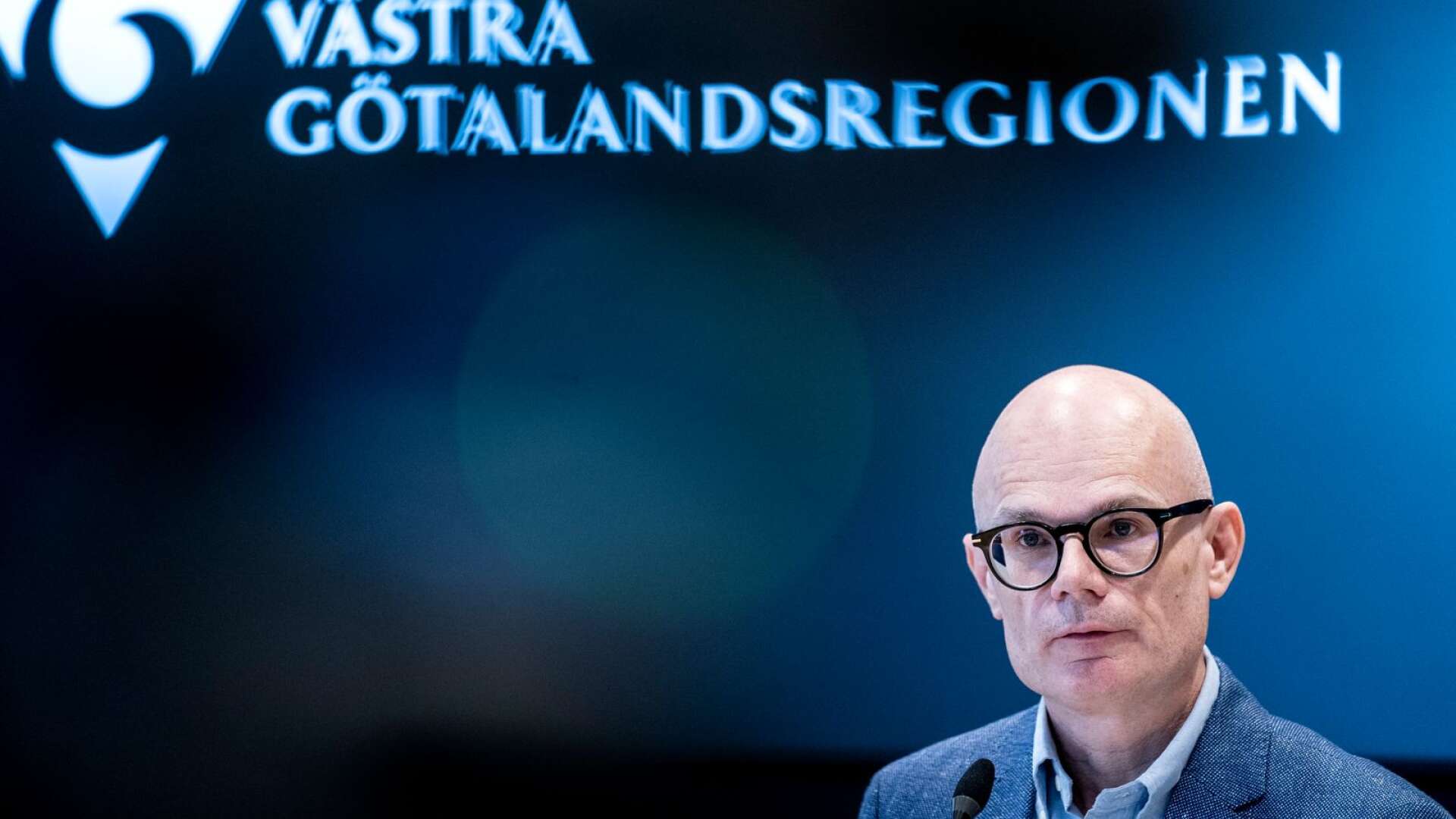 Smittskyddsläkaren Thomas Wahlberg vid en pressträff i juni om smittspridningen av covid-19 i Västra Götaland.                    