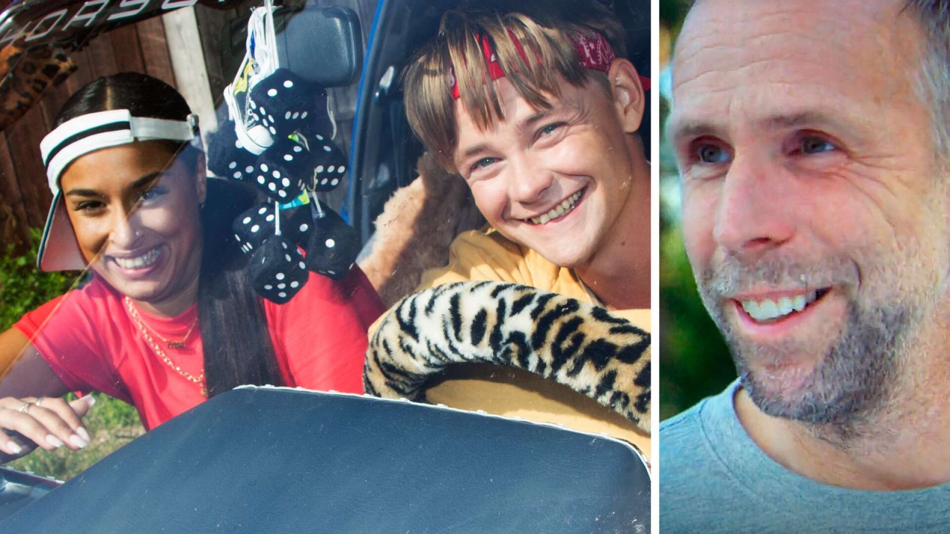Fatima Jelassi, Hampus Hedström och Johan Östling i tv-serien ”Från trakten”.