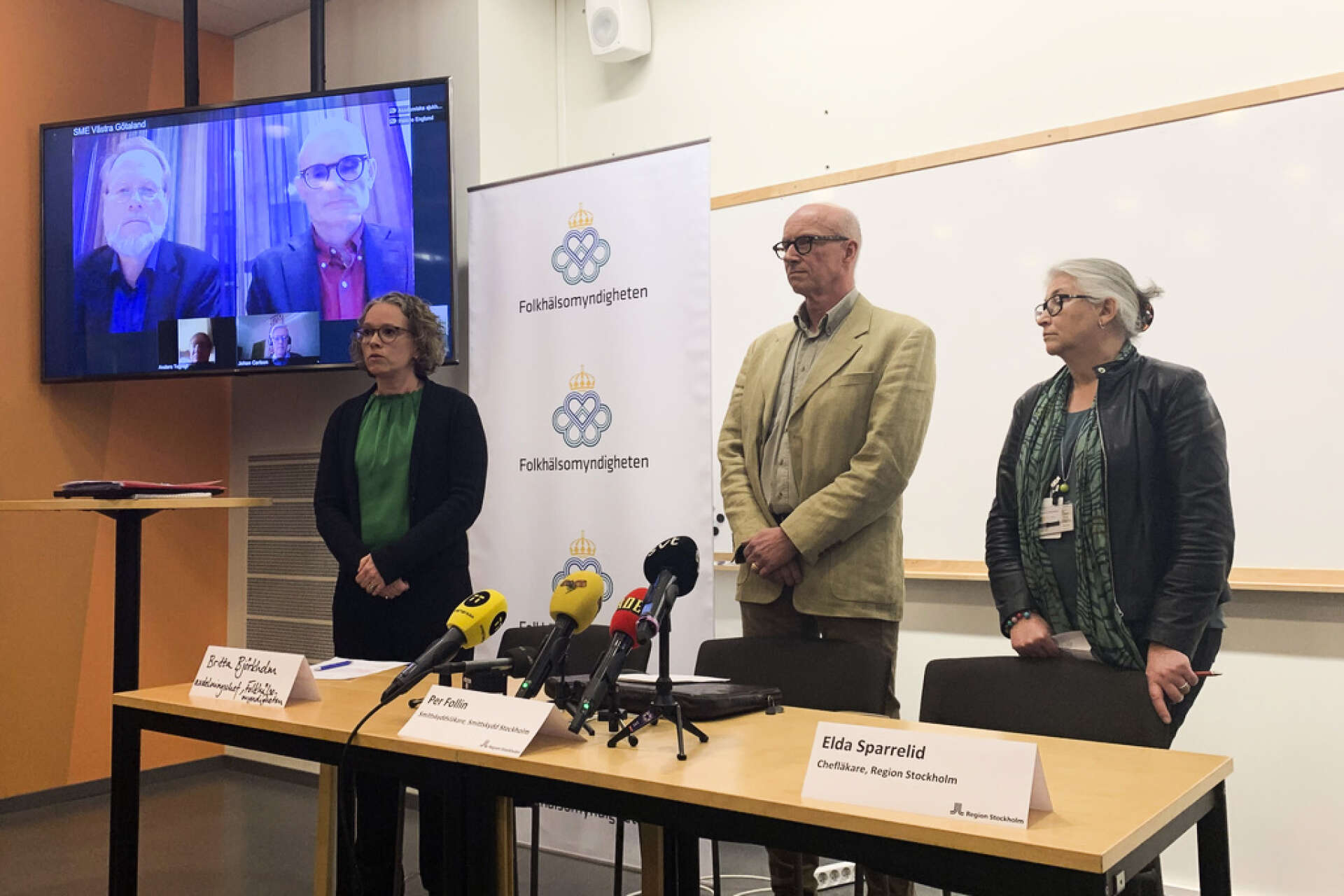 Presskonferens i Solna med anledning av nya bekräftade fall av coronaviruset. Bild från den 27 februari.