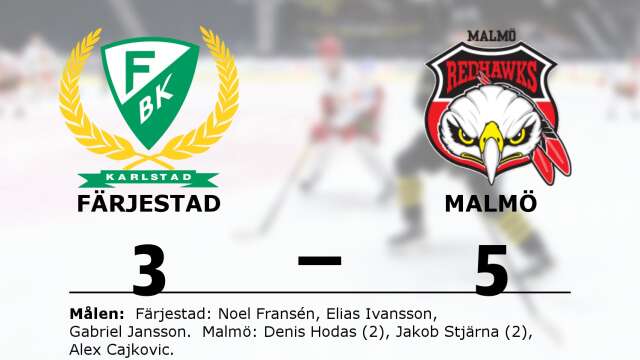 Färjestad BK Junior förlorade mot Malmö Redhawks