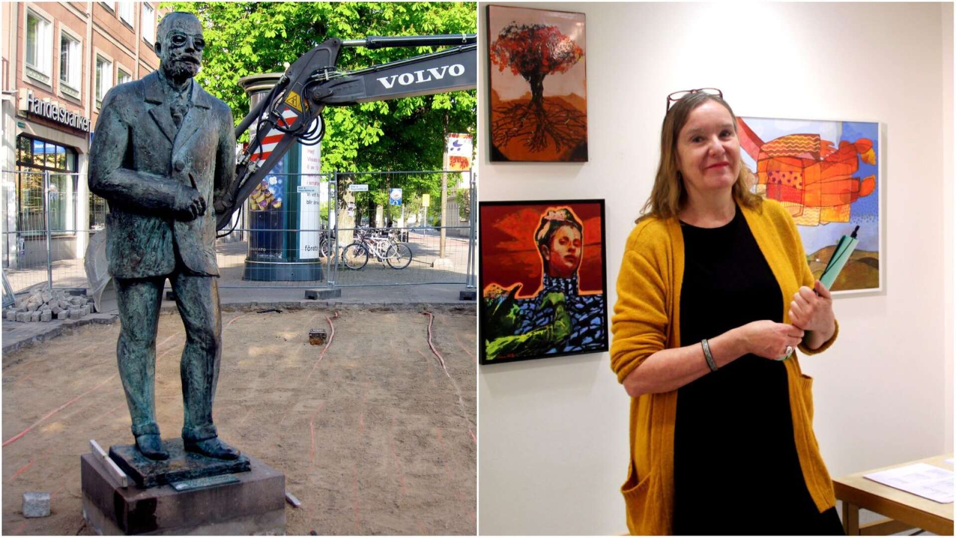 Frödingstatyn blir kvar i centrum. Ingela Wessmark, projektledare för konst på kultur- och fritidsförvaltningen i Karlstads kommun, förklarar varför.