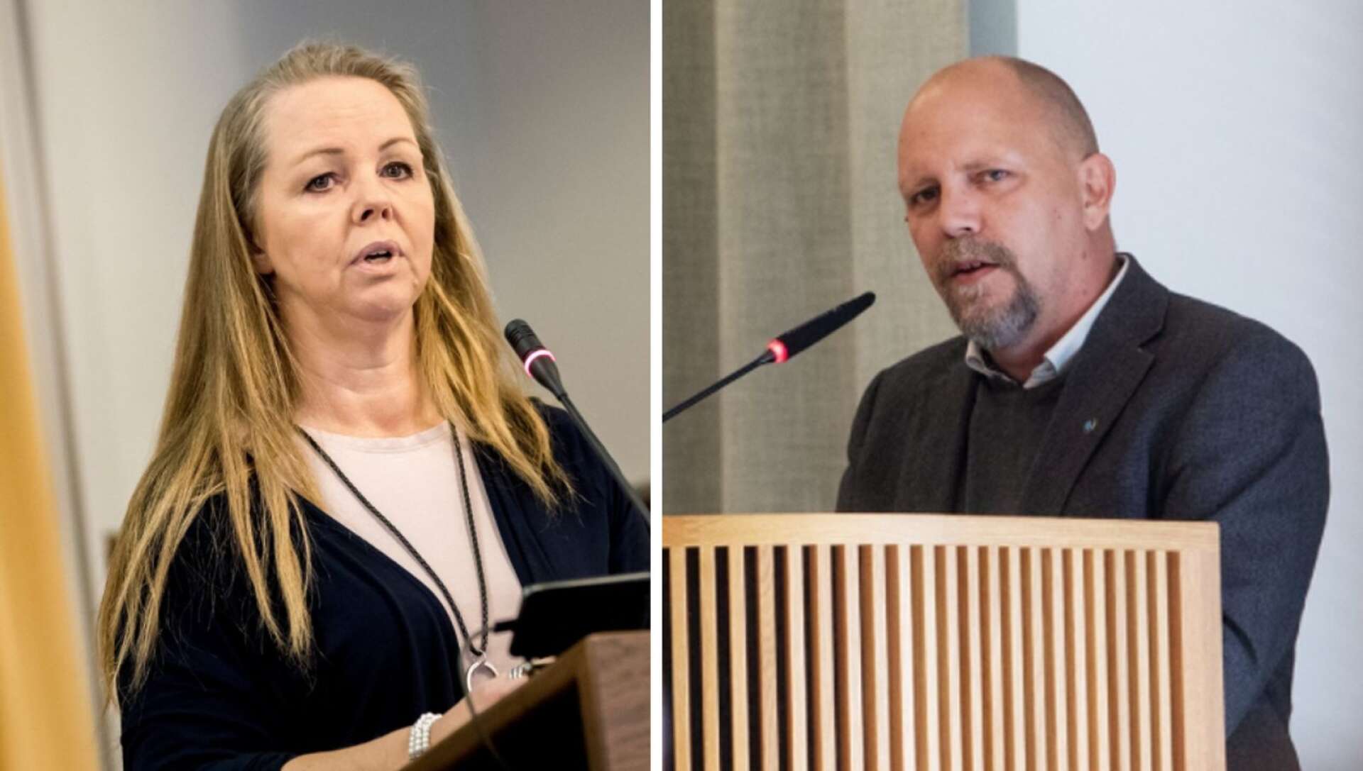 De Sverigedemokratiska oppositionsråden Elin Jensen och Patrik Nyström.