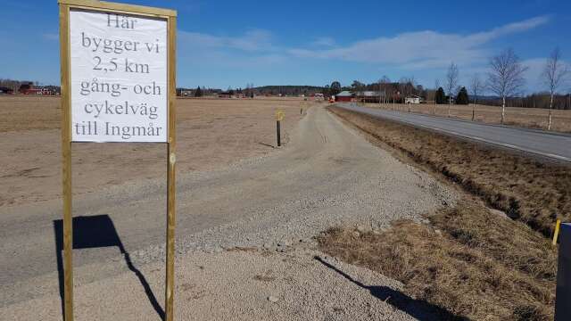 Bygget av gång- och cykelvägen till Ingmår är i full gång.