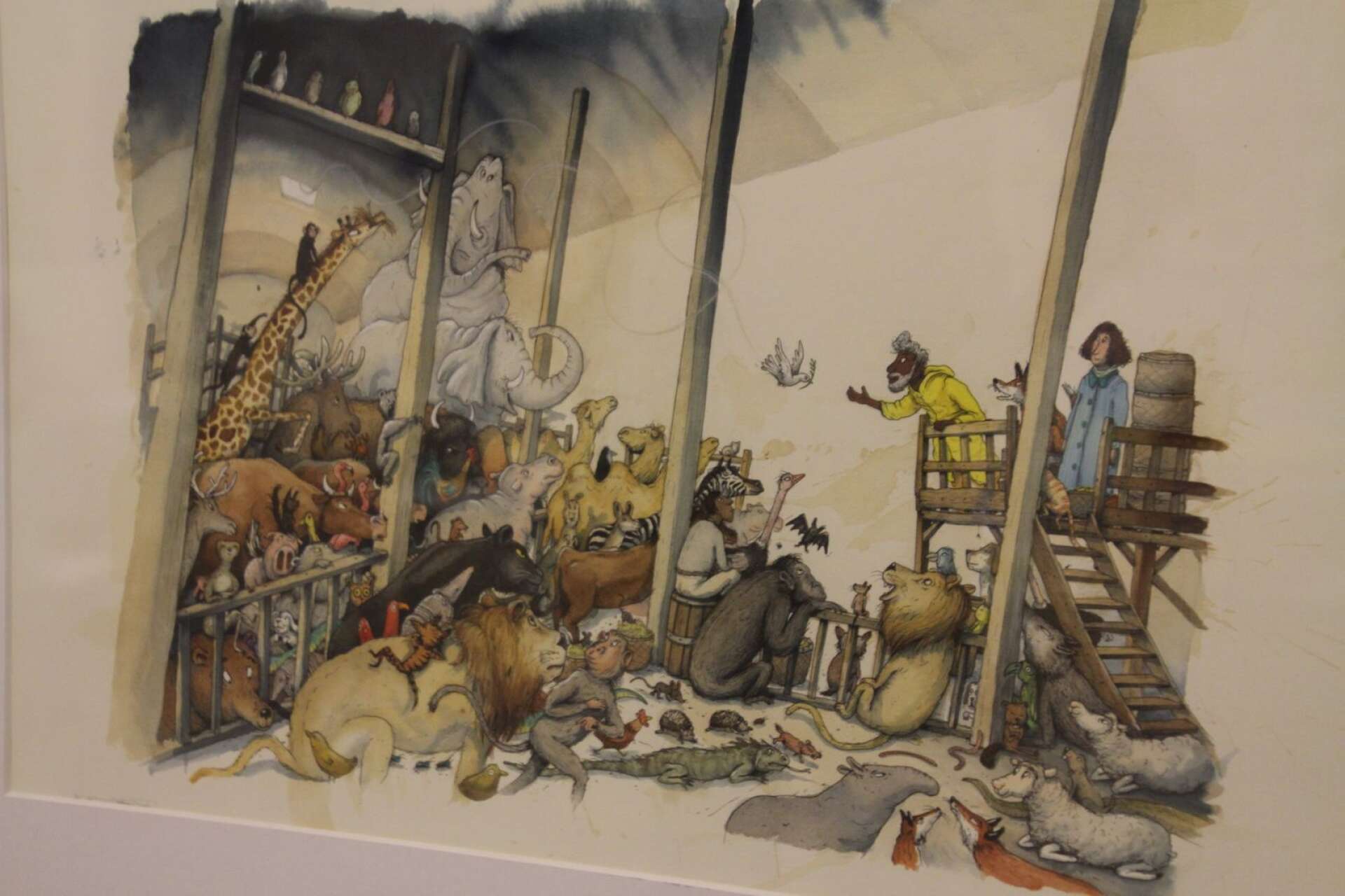 Noas ark – en av många kända bibelscener som Marcus Gunnar Pettersson illustrerat.