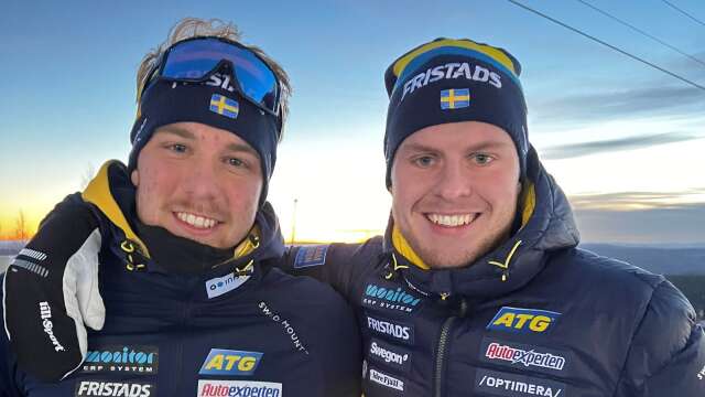Viktor Brandt och Emil Nykvist (höger) stod för varsina fina prestationer under torsdagens sprint i IBU-cupen, Idre fjäll.
