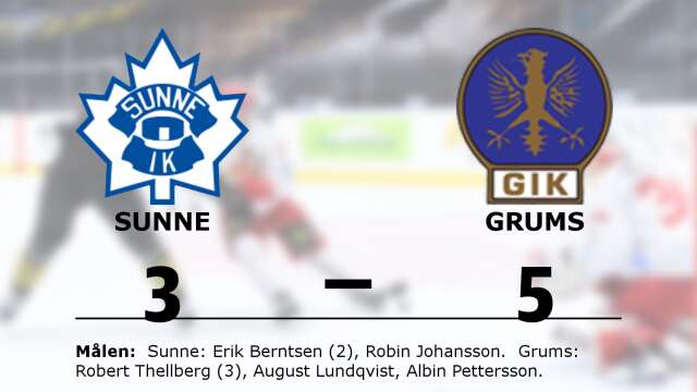 Sunne IK förlorade mot Grums IK Hockey