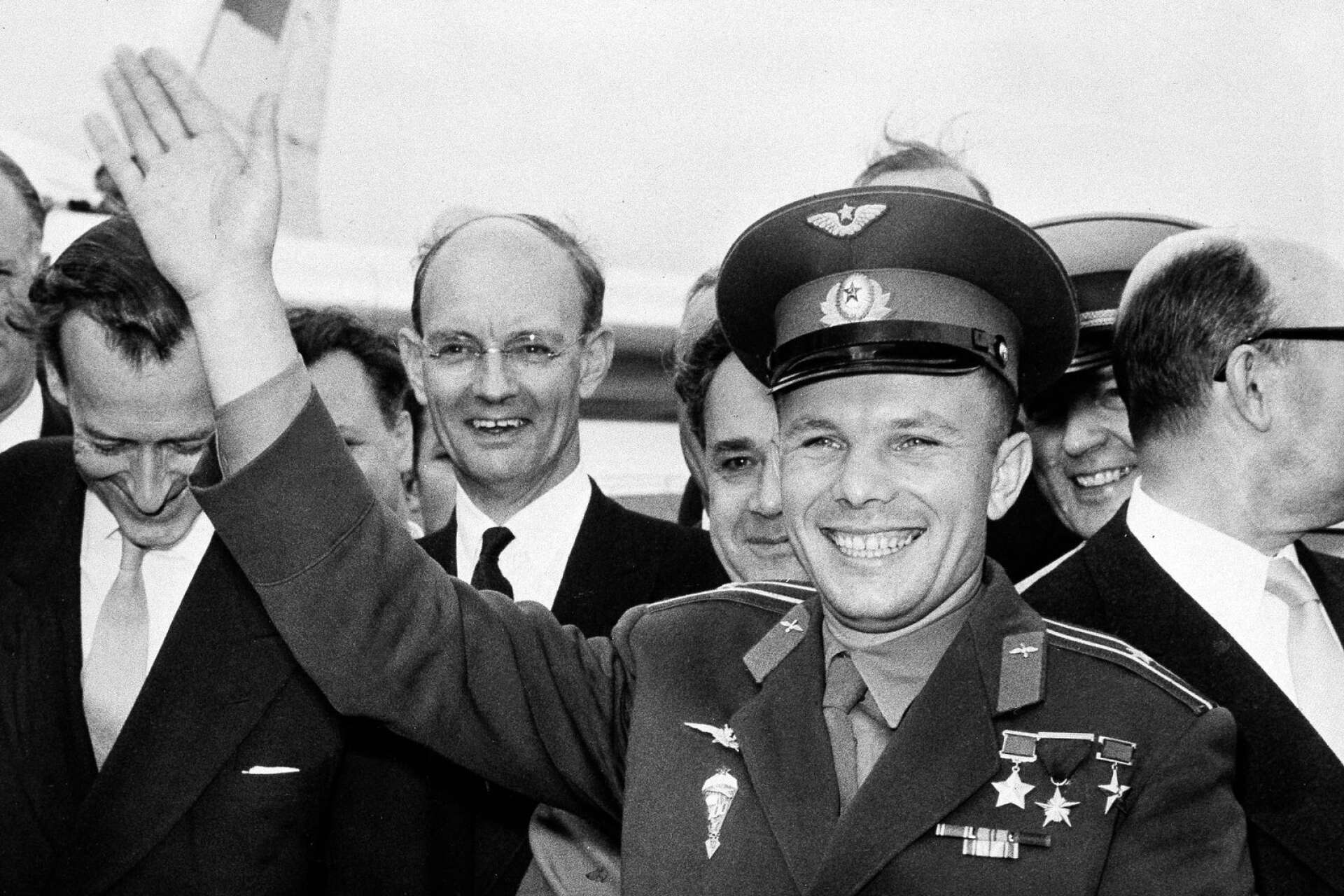 Jurij Gagarin anländer till London i juli 1961.