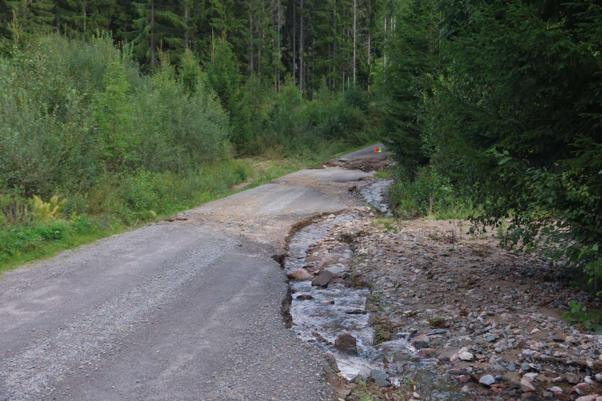 Vägen ner mot Vammerviken var hårt drabbad.