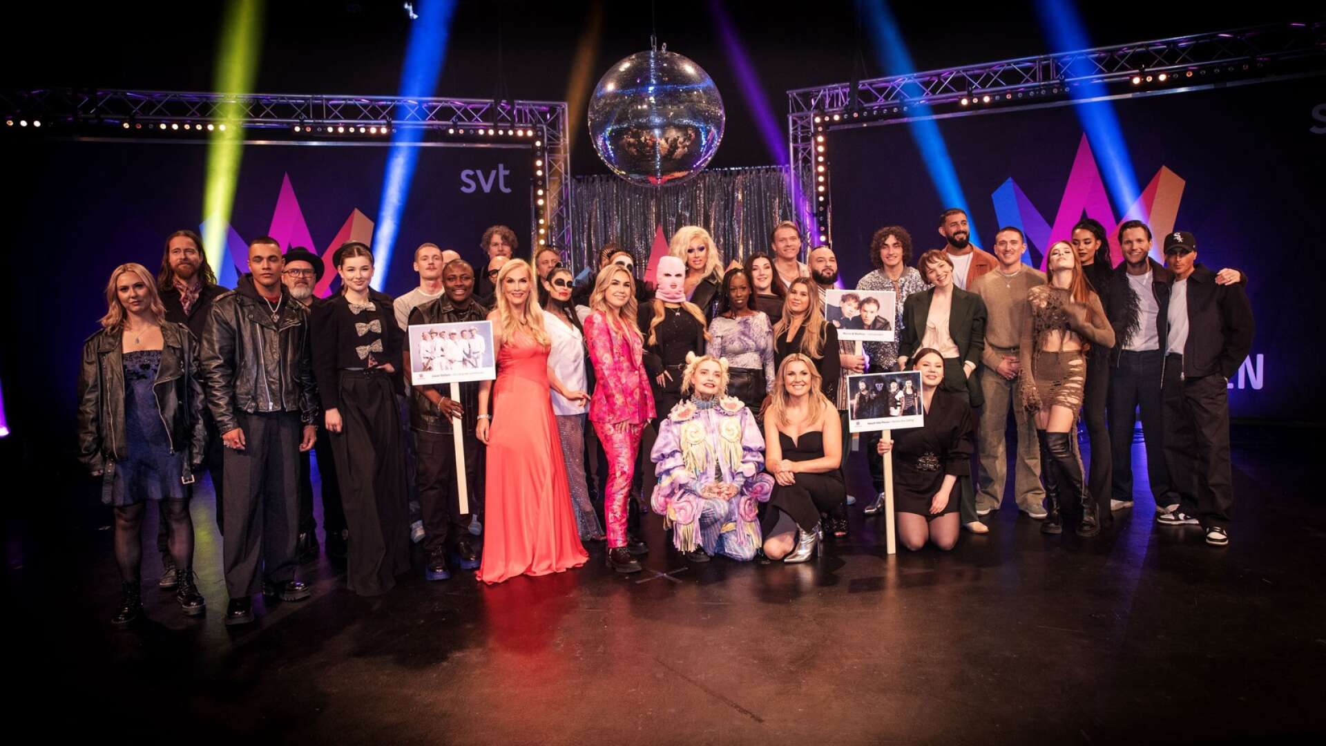 Artisterna till de 30 låtar som tävlar i Melodifestivalen 2024. Foto: Janne Danielsson/SVT