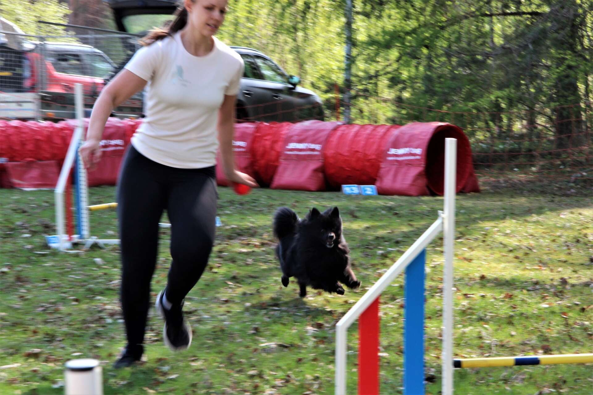 Fart och fläkt var det utanför Nobelhallen där bland andra Mathilda Melin och Calvin, från KASK, eller Karlskoga agilitysportklubb. Hon berättar att alla som har hund är välkomna att prova på agility, som de tränar på en plan i Linnebäck.