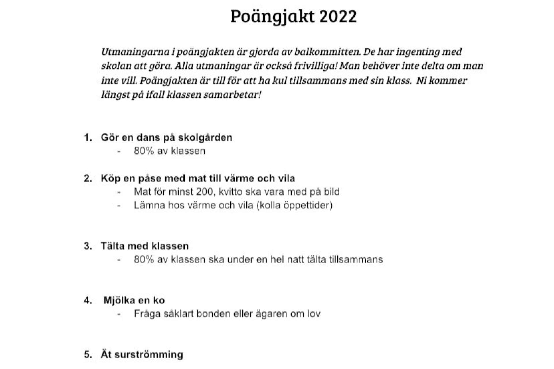 Några av exemplen från årets poängjakt på gymnasierna i Kristinehamn.
