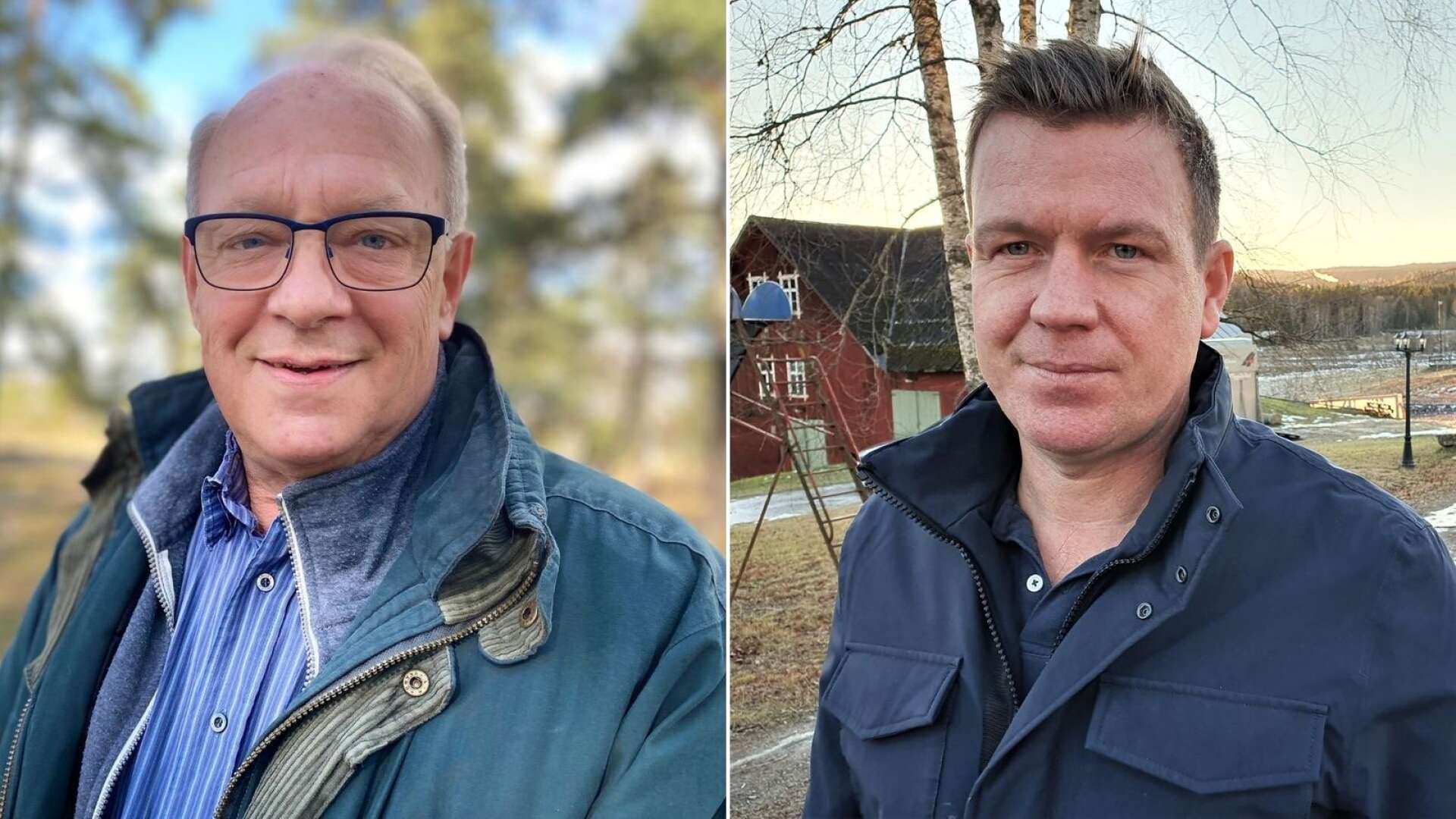 Journalisten och tidigare programledaren i SVT, Lennart Persson, och Marcus Olsson i Lässerud är initiativtagare till lördagens offentliga möte om vindkraft.