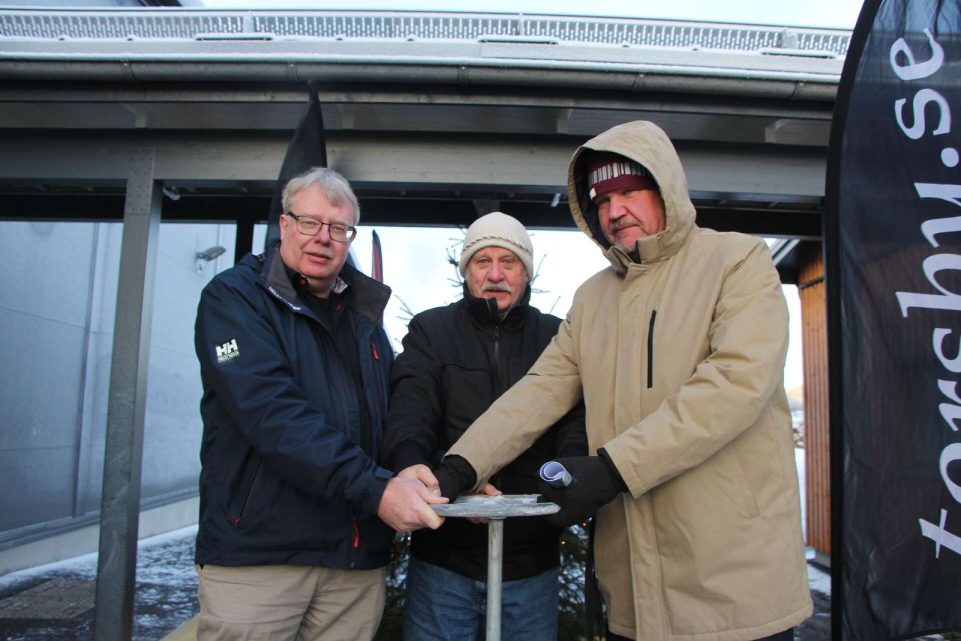 Invigning av Branäs reningsverk i Ransby. Ronnie Walfridsson, (M), Torbjörn Olsson (SD) och Peter Jonsson (S). Arkivbild.