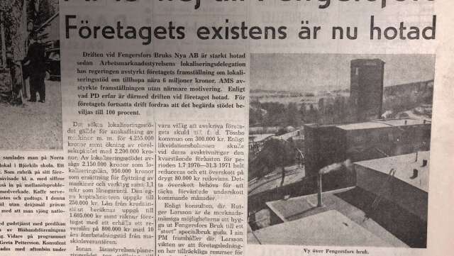 För 50 år sedan fick Fengersfors bruk kalla handen av AMS när man ansökte om lokaliseringsstöd. 