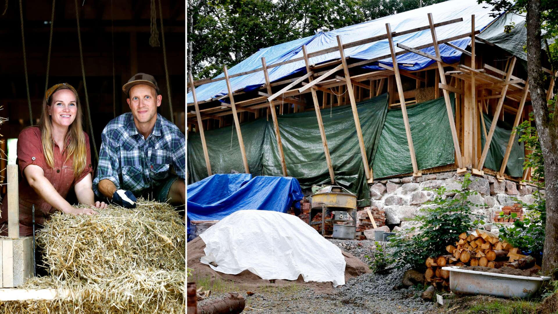 Emma och John Sundh bygger klimatsmart hus med återbrukat material • ”Jag köper aldrig något nytt nuförtiden”