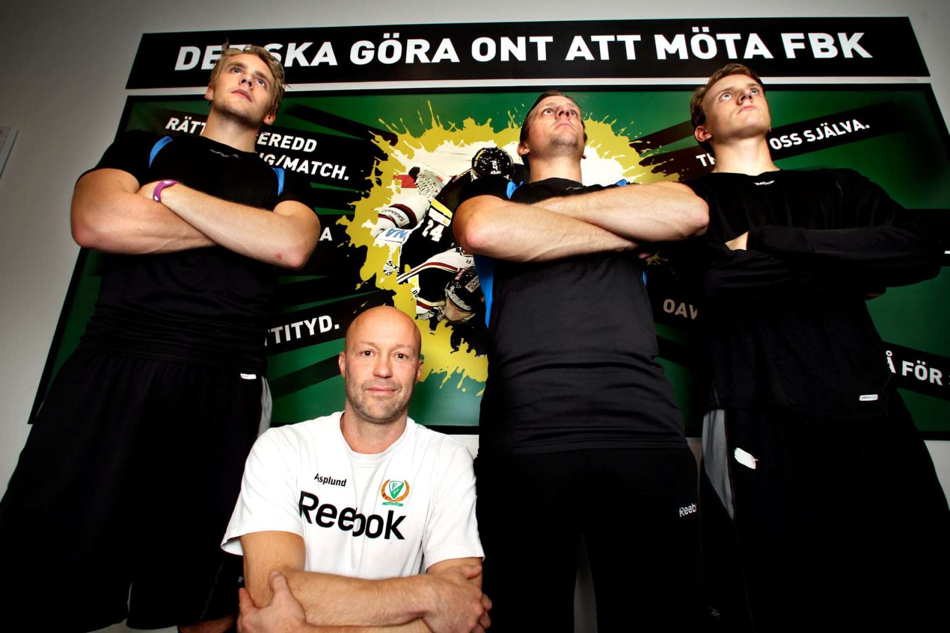 FBK:s fystränare Jonas Asplund tillsammans med Per Åslund, Christian Berglund och Jonas Brodin år 2011.