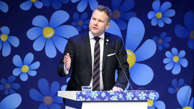 Alexander Christiansson (SD) under Sverigedemokraternas landsdagar på Västerås kongress.