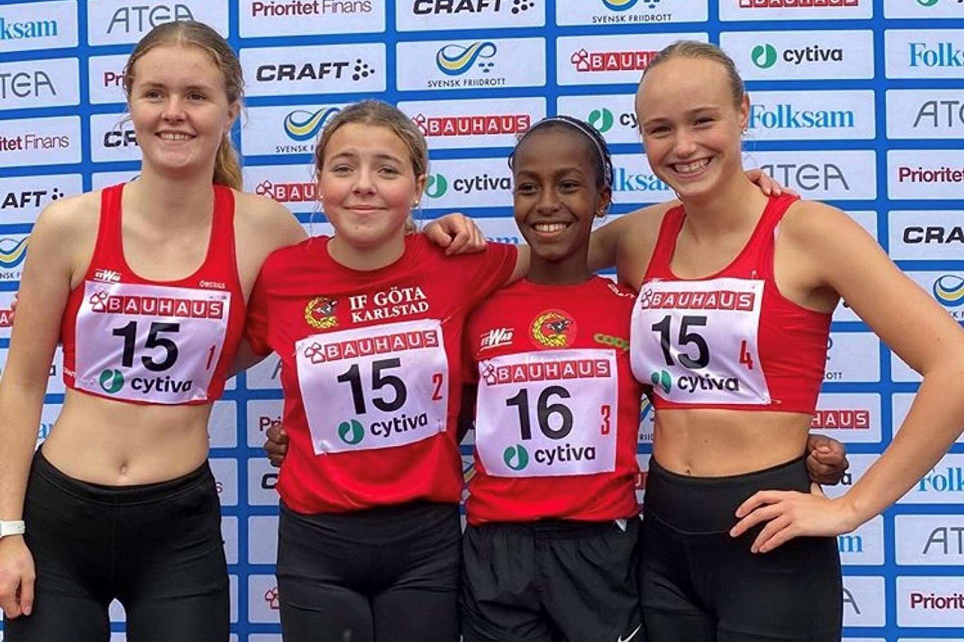 Götisterna som tog USM-guld på 4x80 meter 2020: Märta Lundström Larsson, Tilde Andersson, Lathifa Afrah och Irma Jonhed.