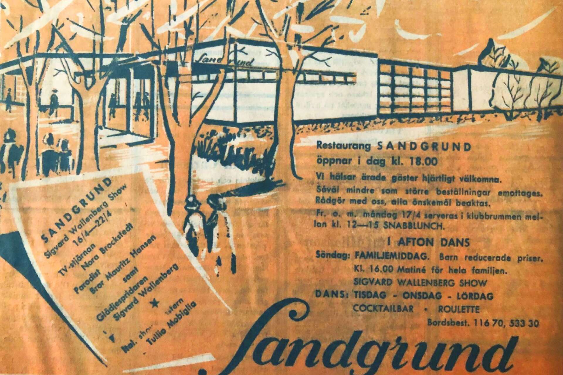 En annons i tidningen om Sandgrund.