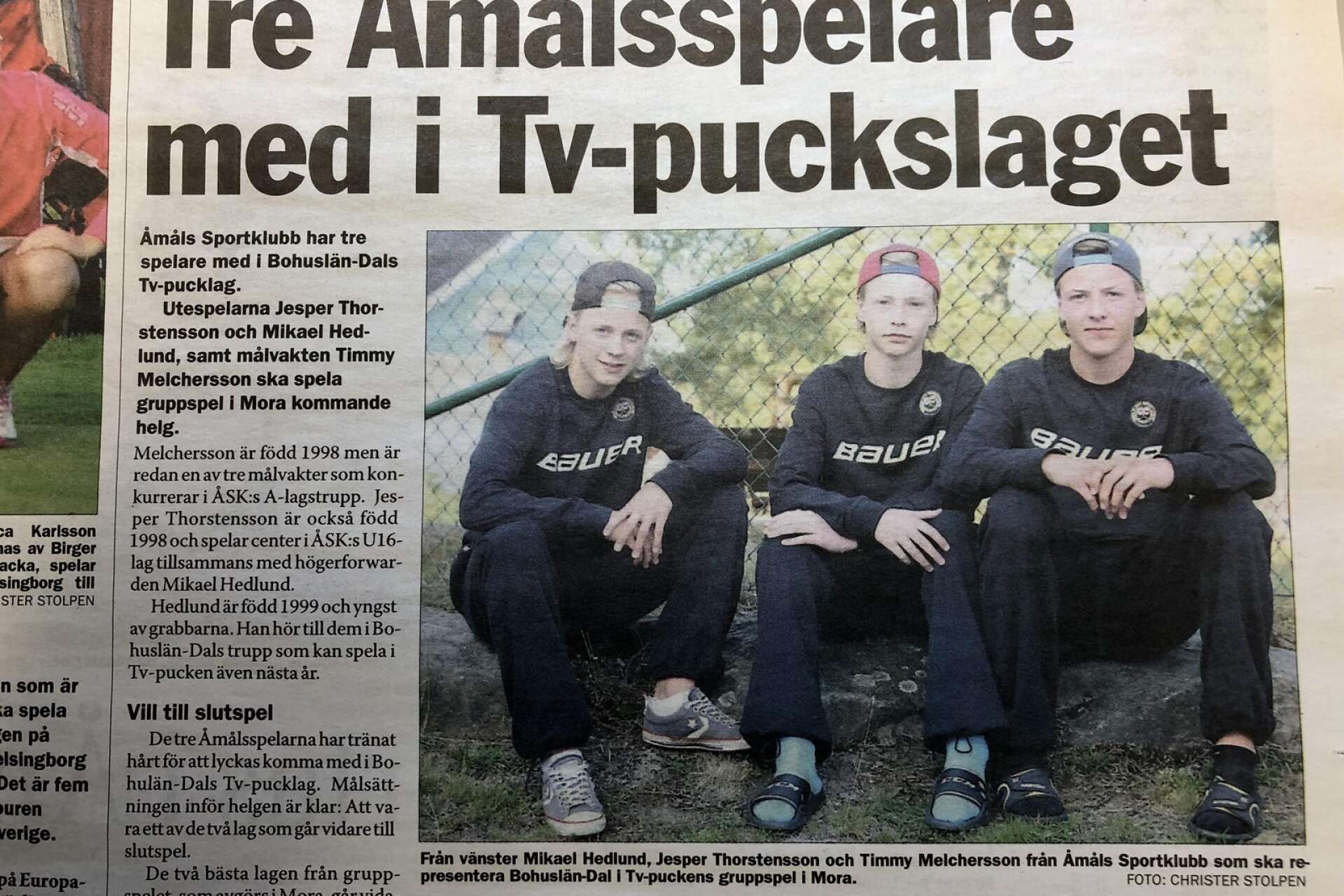 Mikael Hedlund, Jepser Thorstensson och Timmy Melchersson spelade i  Bohuslän DalsTv- puckslag för 10 år sedan
