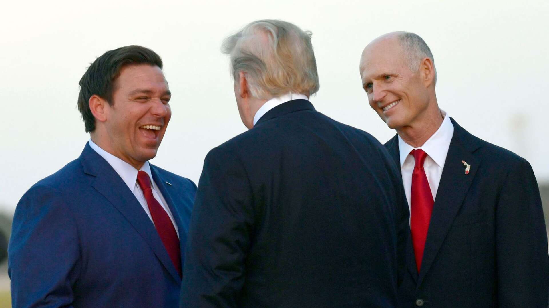 Nye Floridaguvernören Ron DeSantis och nye Floridasenatorn Rick Scott träffar president Trump.