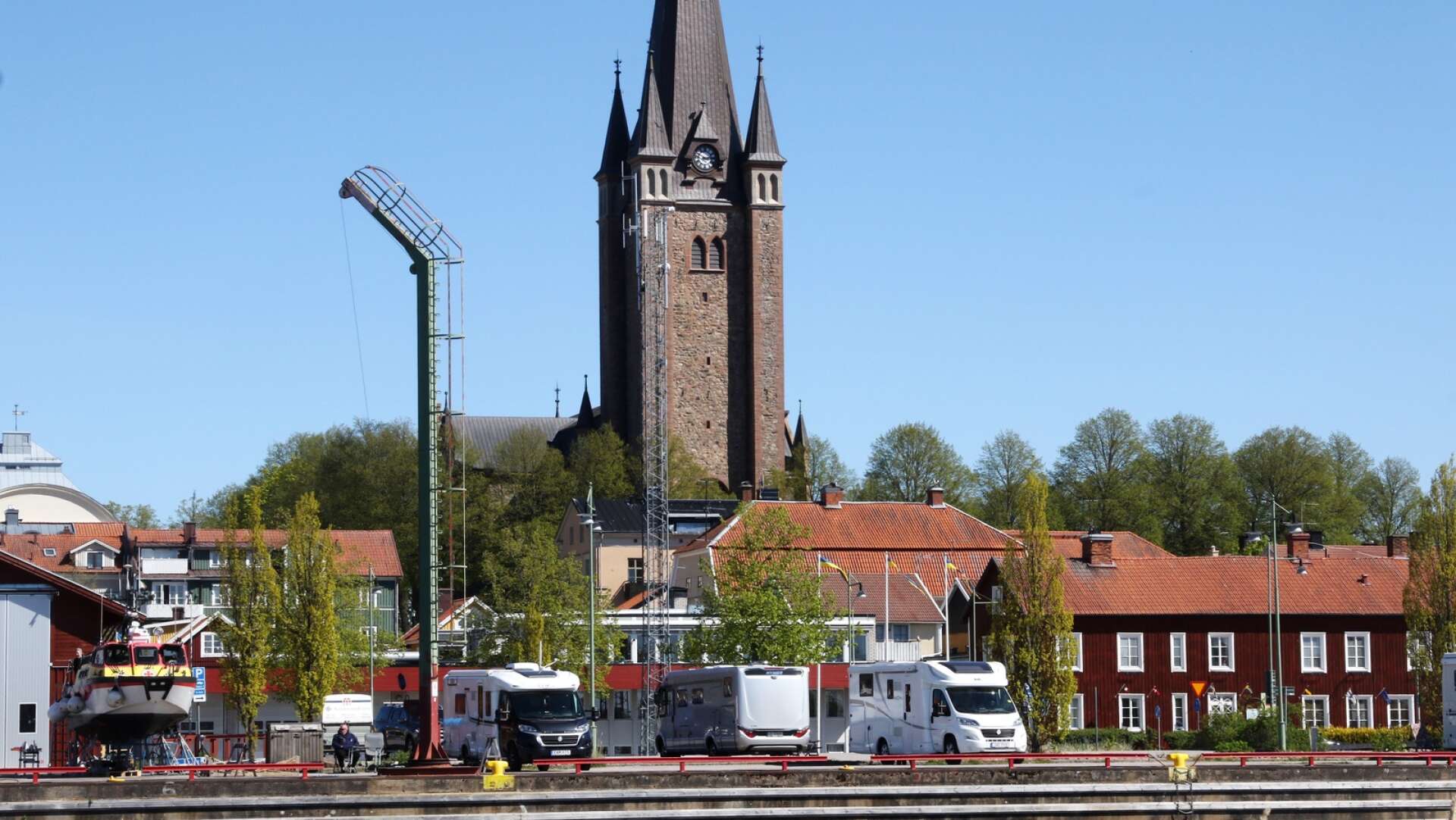 Ställplatserna för husbilar vid gästhamnen i Mariestad brukar vara populära under stora delar av året.