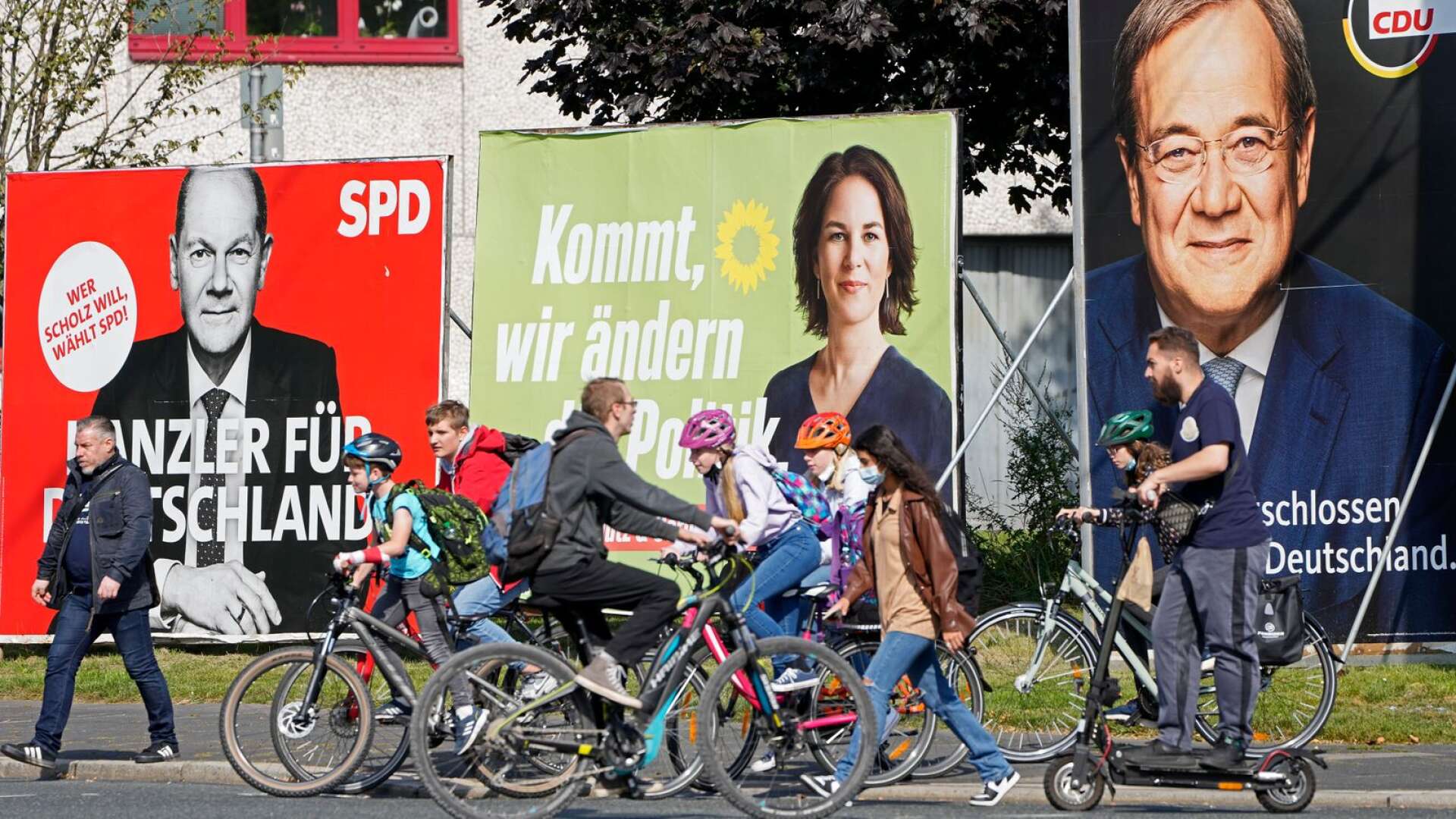 Personfixerade valaffischer för SPD, de Gröna och CDU.