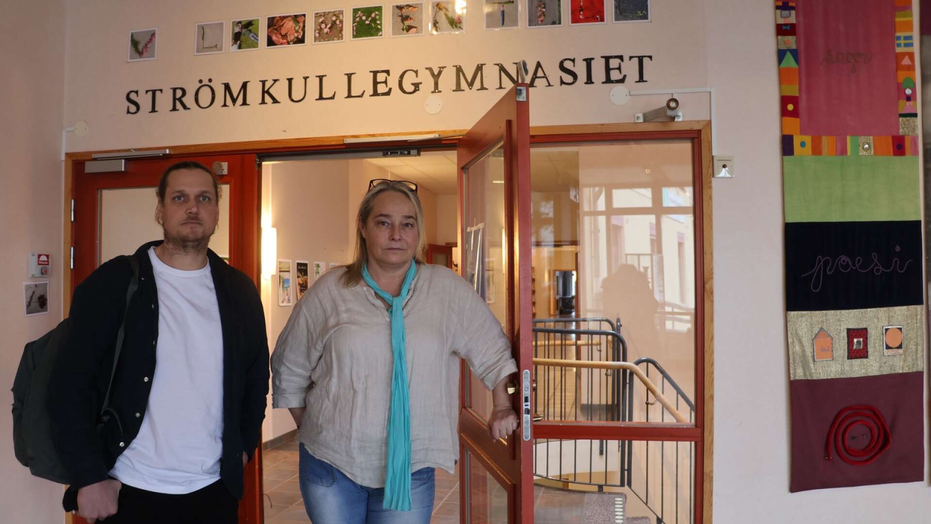 Lärarna Simon Bjaaland och Linda Ericsson är besvikna över att det inte det inte blir någon fortsättning för Strömkullegymnasiet.