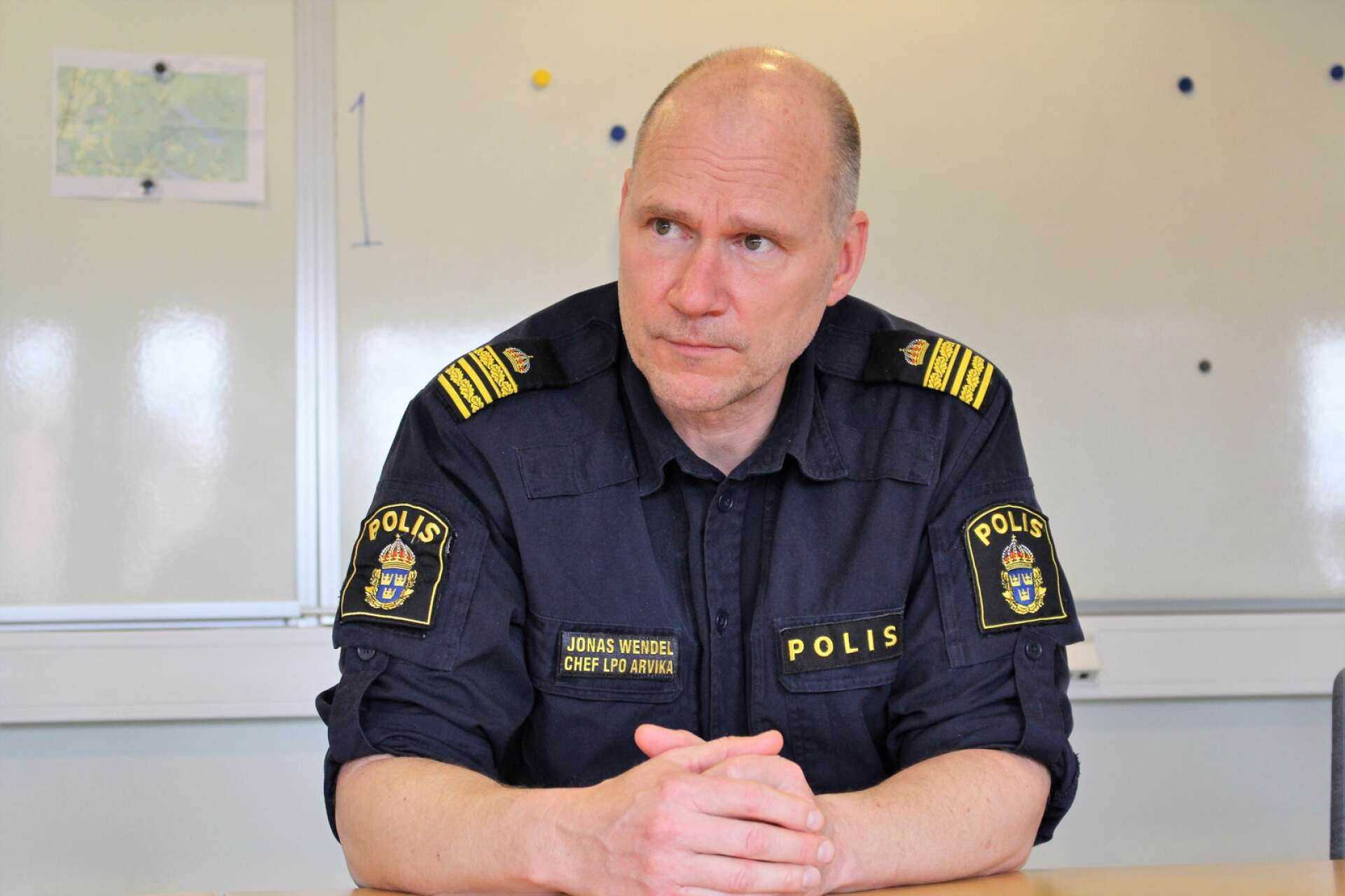 Jonas Wendel, lokalpolisområdeschef Arvika, konstaterar att gripandet gick förhållandevis lugnt till. Arkivbild.