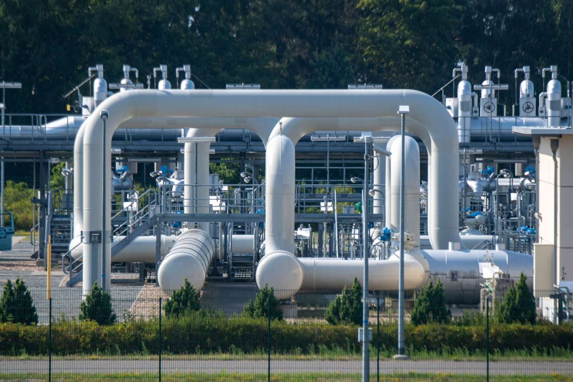 Gasledningen Nord Stream 1 och överföringsstationen i Lubmin, nära Greifswald i Tyskland.