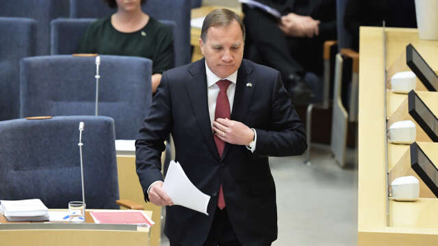 Statsminister Stefan Löfven (S) i riksdagens partiledardebatt.