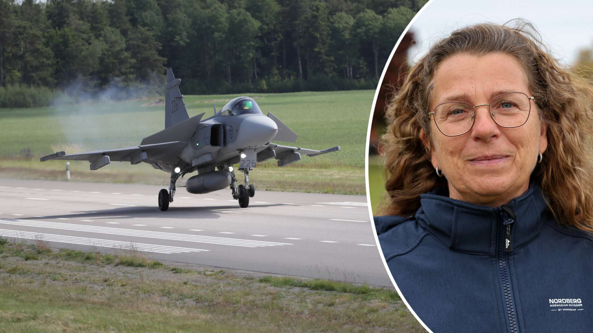 Lena Bogren på Skaraborgs flygflottilj vädjar: ”Kör väldigt försiktigt och kolla inte upp i luften”